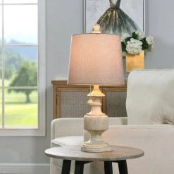 24.75 in. Distressed Gray/Cream Table Lamp with Heather Gray Hardback Fabric Shade by StyleCraft -StyleCraft Shop distressed gray cream stylecraft table lamps l27343ads 31 1000
