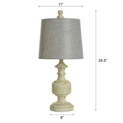 24.75 in. Distressed Gray/Cream Table Lamp with Heather Gray Hardback Fabric Shade by StyleCraft -StyleCraft Shop distressed gray cream stylecraft table lamps l27343ads fa 1000
