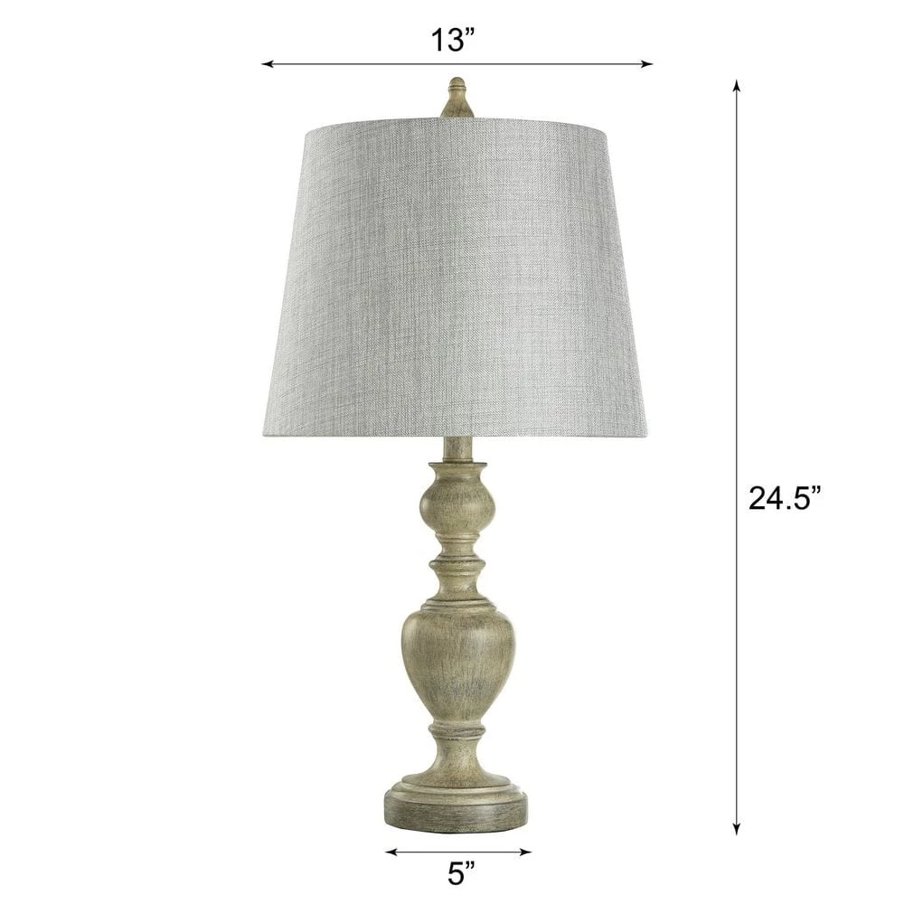 25 in. Distressed Gray/Cream Table Lamp with Gray/Cream Hardback Fabric Shade by StyleCraft 8 25 in. Distressed Gray/Cream Table Lamp with Gray/Cream Hardback Fabric Shade by StyleCraft - Image 6