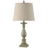 30.5 in. Distressed Green Table Lamp with Off-White Hardback Fabric Shade by StyleCraft
