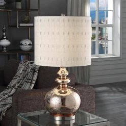 34 in. Gemvara Rose Gold Table Lamp with Beige Designer Print Hardback Fabric Shade by StyleCraft 13 34 in. Gemvara Rose Gold Table Lamp with Beige Designer Print Hardback Fabric Shade by StyleCraft -StyleCraft Shop gemvara rose gold stylecraft table lamps l311683ds 31 1000