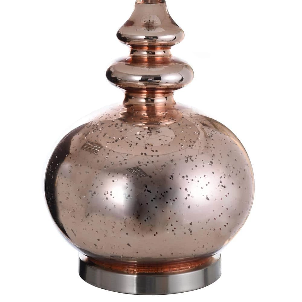 34 in. Gemvara Rose Gold Table Lamp with Beige Designer Print Hardback Fabric Shade by StyleCraft 5 34 in. Gemvara Rose Gold Table Lamp with Beige Designer Print Hardback Fabric Shade by StyleCraft - Image 3