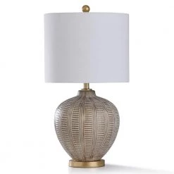 Baffo 29 in. Gold and Cream Resin with Antiqued Brass Metal Bedside Lamp by StyleCraft