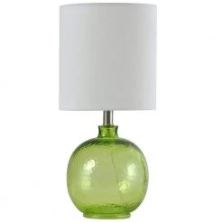 20 in. Green Meadow Table Lamp with White Hardback Fabric Shade by StyleCraft