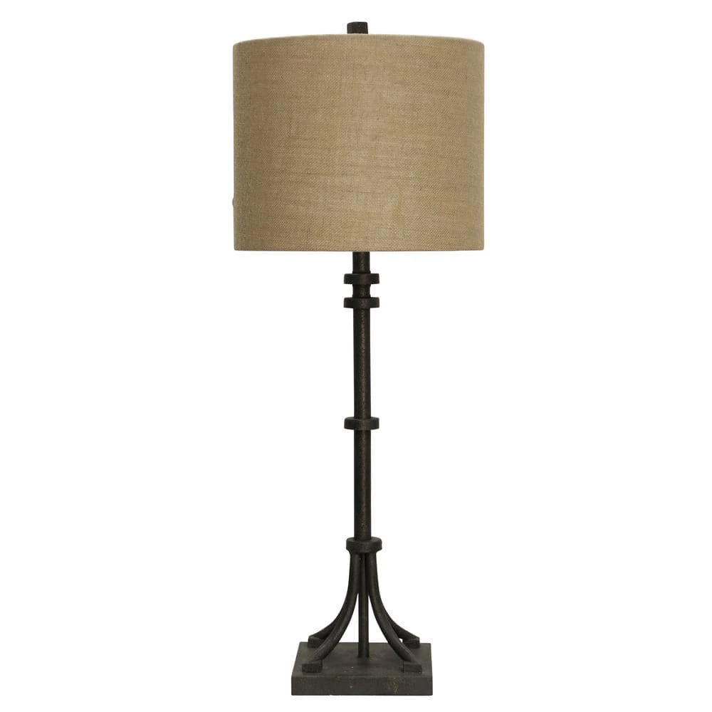 36 in. Industrial Bronze Table Lamp with Beige Hardback Fabric Shade by StyleCraft 3 36 in. Industrial Bronze Table Lamp with Beige Hardback Fabric Shade by StyleCraft