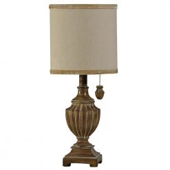 19 in. Kerala Brown Table Lamp with White Hardback Fabric Shade by StyleCraft