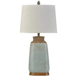 Armond 35 in. Light Brown and Blue Ceramic Bedside Lamp by StyleCraft