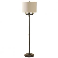 61 in. Madison Bronze Floor Lamp with Cream Hardback Fabric Shade by StyleCraft