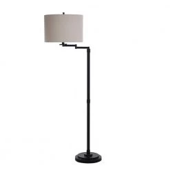 61 in. Madison Bronze Floor Lamp with Beige Hardback Fabric Shade by StyleCraft