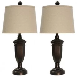 31 in. Madison Bronze Table Lamp with Beige Hardback Fabric Shade by StyleCraft