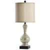 31 in. Mercury and Dark Brown Table Lamp with Beige Hardback Fabric Shade by StyleCraft