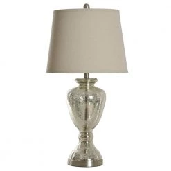 30 in. Mercury Table Lamp with White Hardback Fabric Shade by StyleCraft