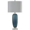 34.5 in. Nicosia Blue Table Lamp with White Hardback Fabric Shade by StyleCraft -StyleCraft Shop nicosia blue stylecraft table lamps l314316ds 64 1000