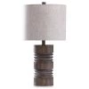Roanoke 24.5 in. Oatmeal Round Moulded Table Lamp with Ribbed Wood-Like by StyleCraft -StyleCraft Shop oatmeal stylecraft table lamps l210382ds 64 1000