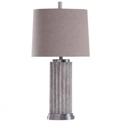 34 in. Polished Nickel Table Lamp with Beige Styrene Shade by StyleCraft