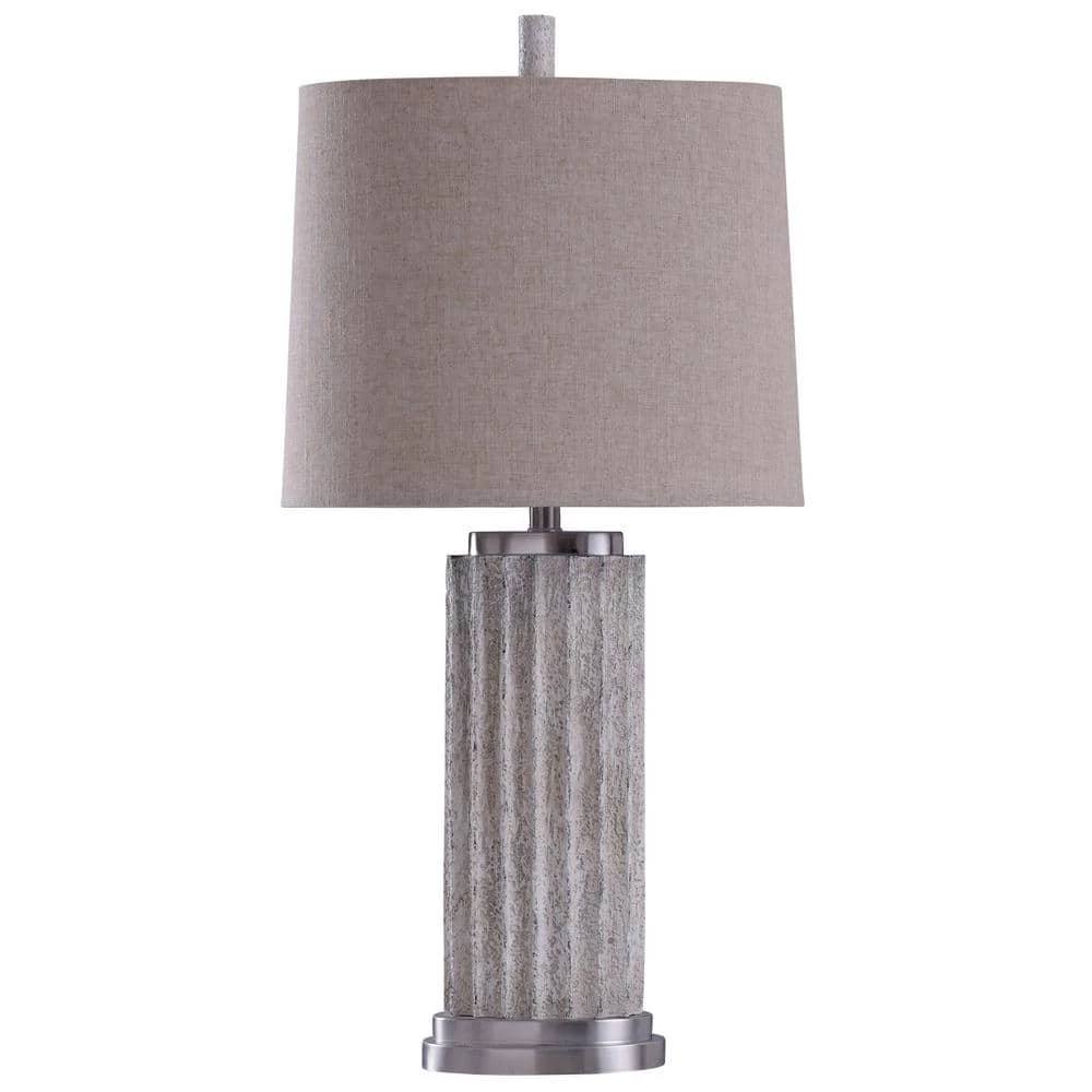 34 in. Polished Nickel Table Lamp with Beige Styrene Shade by StyleCraft 3 34 in. Polished Nickel Table Lamp with Beige Styrene Shade by StyleCraft