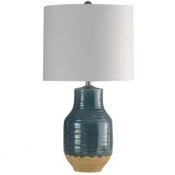 30 in. Prova Blue Table Lamp with White Hardback Fabric Shade by StyleCraft