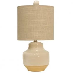 19.5 in. Prova Cream Table Lamp with Beige Hardback Fabric Shade by StyleCraft