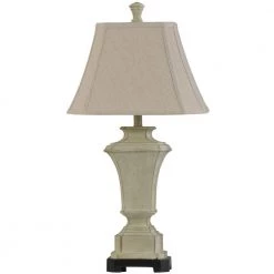 32 in. Sauga Cream Table Lamp with Taupe Fabric Shade by StyleCraft