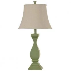 30 in. Sea Grass Green Distressed Table Lamp with Oatmeal Softback Fabric Shade by StyleCraft