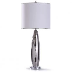 Guildford 37 in. Silver Table Lamp with Clear Acrylic and White Shade by StyleCraft