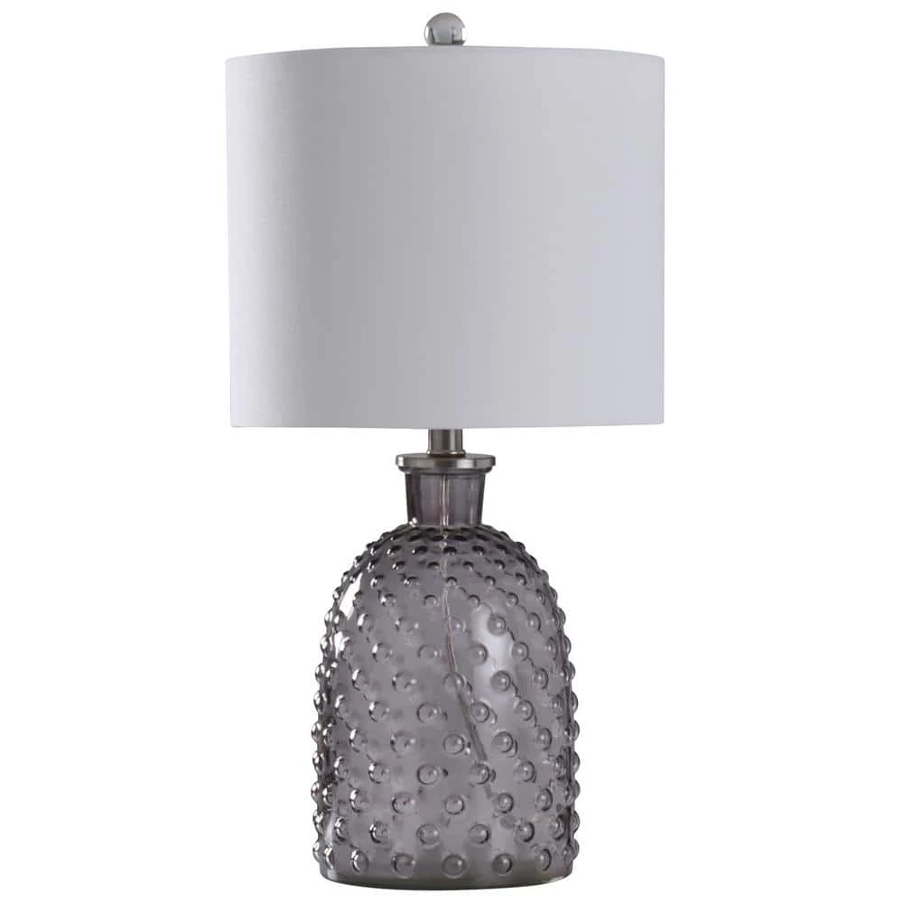 Textured 24 in. Smoke Gray Bedside Lamp by StyleCraft 3 Textured 24 in. Smoke Gray Bedside Lamp by StyleCraft