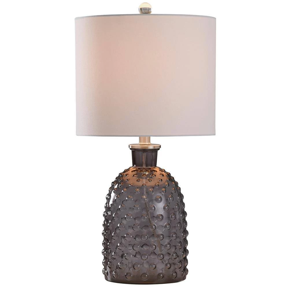 Textured 24 in. Smoke Gray Bedside Lamp by StyleCraft 4 Textured 24 in. Smoke Gray Bedside Lamp by StyleCraft - Image 2