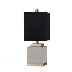 20 in. Soft Brass/Natural Cement Table Lamp with Black Hardback Fabric Shade by StyleCraft