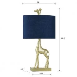 27 in. Solid Gold Table Lamp with Navy Blue Hardback Fabric Shade by StyleCraft -StyleCraft Shop solid gold stylecraft table lamps l25295ds fa 1000