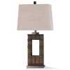 33 in. Stacked Dark Brown Stone with Brushed Steel Metal Bedside Lamp by StyleCraft