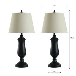28.5 in. Dark Bronze/Gold Highlight Table Lamps with White Hardback Fabric Shades (Set of 2) by StyleCraft -StyleCraft Shop stylecraft lamp sets l31357ds fa 1000
