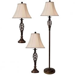 61 in. Barclay Brass Lamp Set (3-Piece) by StyleCraft