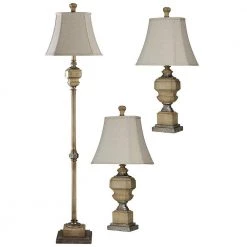 29 in. Antique Caramel Lamp Set (3-Piece) by StyleCraft