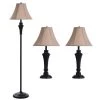 61 in. Bronze Wood Shade Lamp Set with Geneva Taupe Fabric Shade (3-Piece) by StyleCraft -StyleCraft Shop stylecraft lamp sets pg8018ds 64 1000