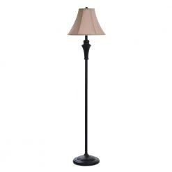 61 in. Bronze Wood Shade Lamp Set with Geneva Taupe Fabric Shade (3-Piece) by StyleCraft -StyleCraft Shop stylecraft lamp sets pg8018ds 76 1000