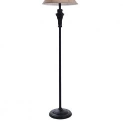 61 in. Bronze Wood Shade Lamp Set with Geneva Taupe Fabric Shade (3-Piece) by StyleCraft -StyleCraft Shop stylecraft lamp sets pg8018ds fa 1000