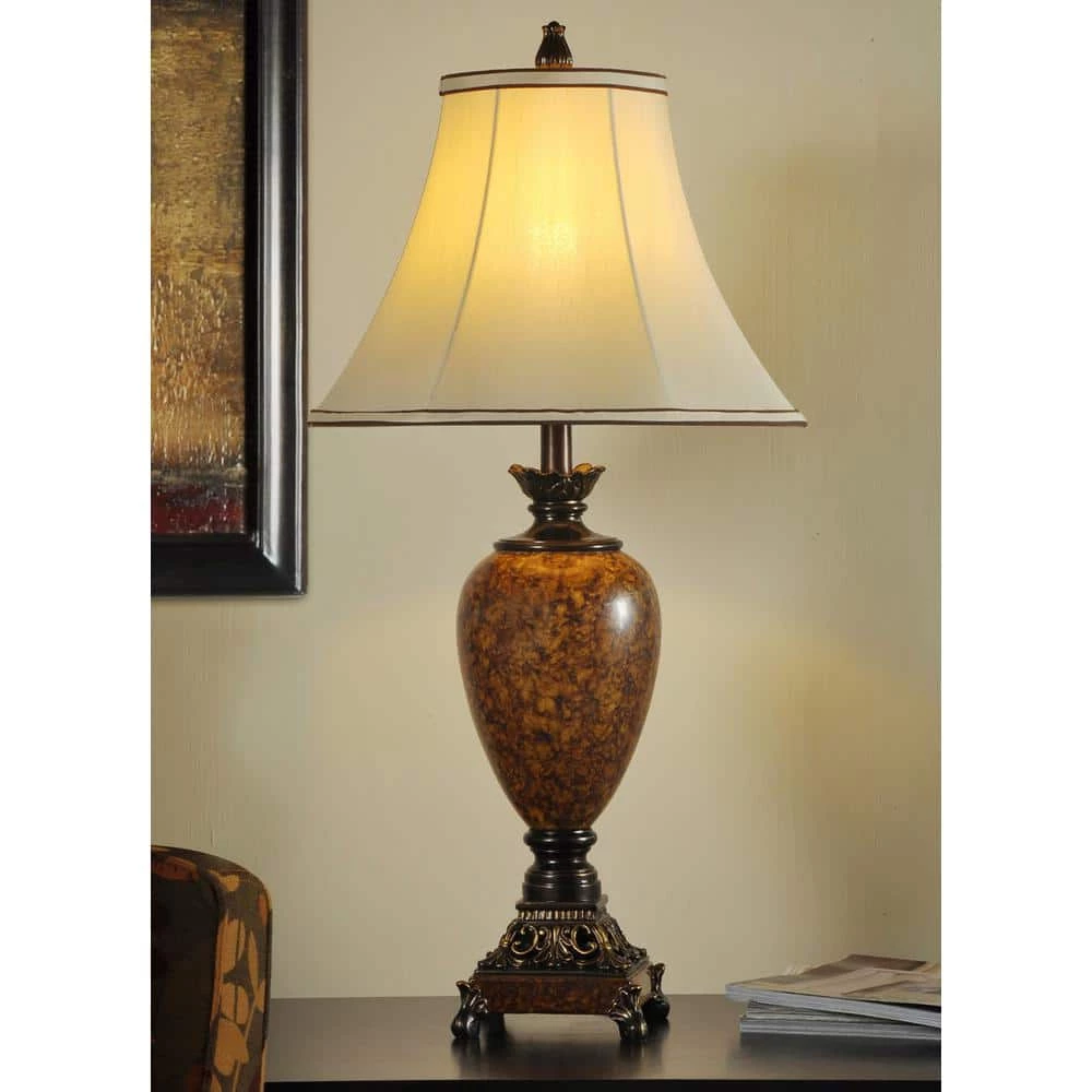 32 in. Trieste Marble Table Lamp with Taupe Fabric Shade by StyleCraft 4 32 in. Trieste Marble Table Lamp with Taupe Fabric Shade by StyleCraft - Image 2