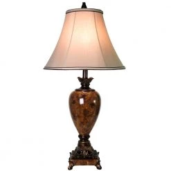 32 in. Trieste Marble Table Lamp with Taupe Fabric Shade by StyleCraft