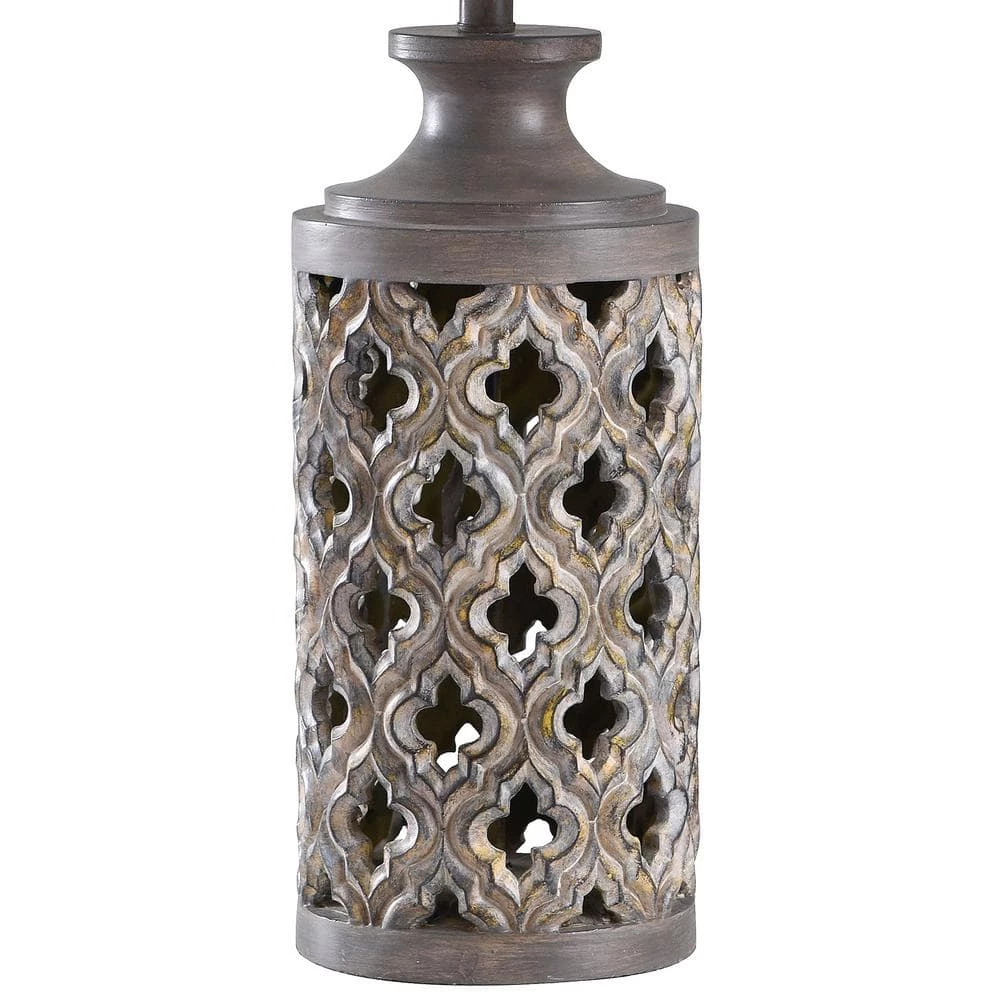 34.5 in. Vincent Gray Table Lamp with Gray Hardback Fabric Shade by StyleCraft 5 34.5 in. Vincent Gray Table Lamp with Gray Hardback Fabric Shade by StyleCraft - Image 3