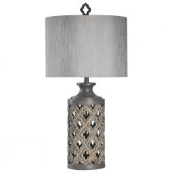 34.5 in. Vincent Gray Table Lamp with Gray Hardback Fabric Shade by StyleCraft