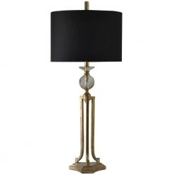 38 in. Vintage Gold Table Lamp with Black Hardback Fabric Shade by StyleCraft