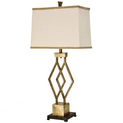 39 in. Vintage Gold Table Lamp with White Hardback Fabric Shade by StyleCraft