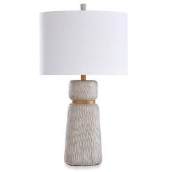 Malik 33 in. Weathered White, Gold Lamp by StyleCraft