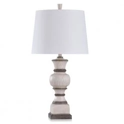 Tipton Farmhouse 17 in. Weathered White, Grey/Brown Lamp by StyleCraft