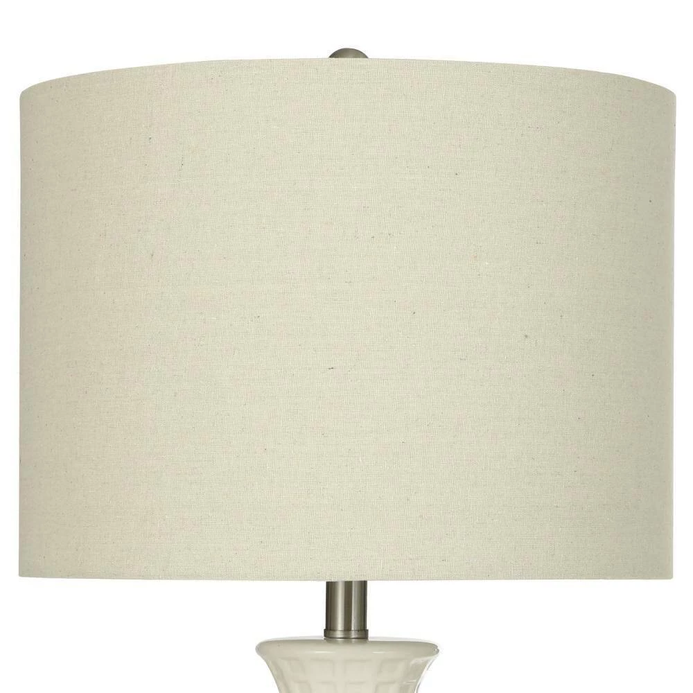 28 in. White, Cream Table Lamp with Cream Linen Shade by StyleCraft 6 28 in. White, Cream Table Lamp with Cream Linen Shade by StyleCraft - Image 4