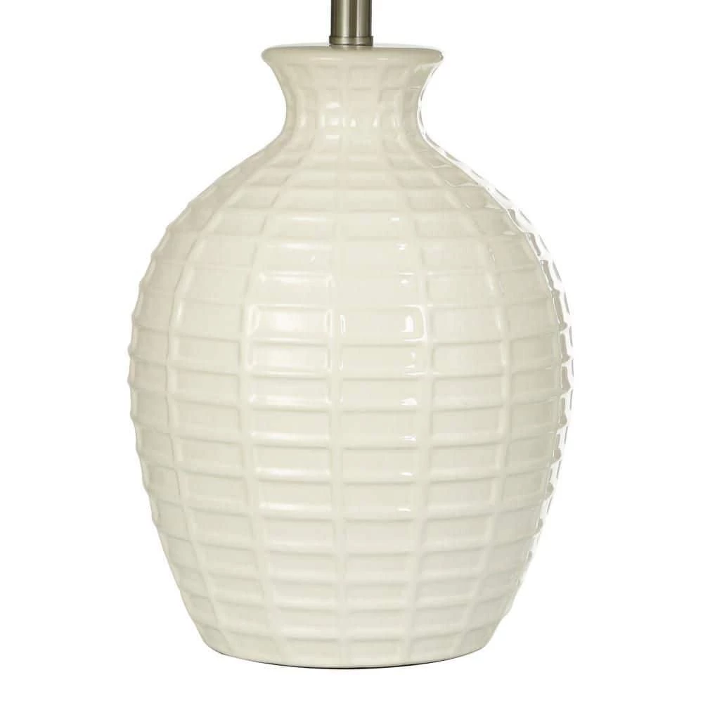 28 in. White, Cream Table Lamp with Cream Linen Shade by StyleCraft 5 28 in. White, Cream Table Lamp with Cream Linen Shade by StyleCraft - Image 3