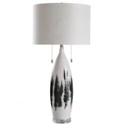 Yates 37 in. White, Multi-Toned Black, Clear Bedside Lamp by StyleCraft