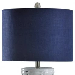 27 in. White/Silver/Sand Table Lamp with Navy Blue Hardback Fabric Shade by StyleCraft 10 27 in. White/Silver/Sand Table Lamp with Navy Blue Hardback Fabric Shade by StyleCraft -StyleCraft Shop white silver sand stylecraft table lamps l311367ads 1f 1000