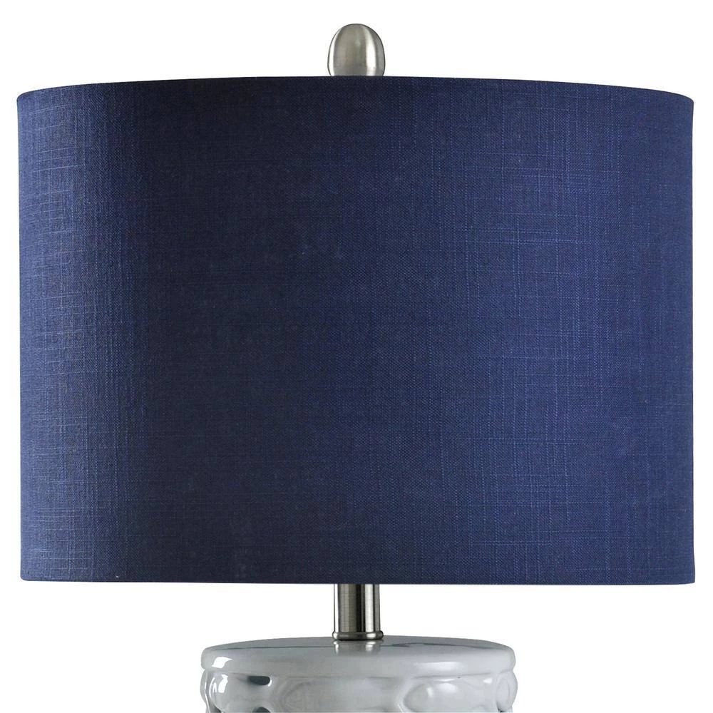 27 in. White/Silver/Sand Table Lamp with Navy Blue Hardback Fabric Shade by StyleCraft 6 27 in. White/Silver/Sand Table Lamp with Navy Blue Hardback Fabric Shade by StyleCraft - Image 4