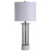 Royal Gate 34.25 in Glass Pillar Table Lamp with Marble Base and Drum Shade by StyleCraft -StyleCraft Shop white smoked stylecraft table lamps l318419ds 64 1000